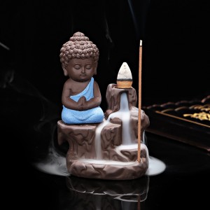 Ceramic Handicraft Little Monk Smoke Backflow Cone Decoration Incense Burner   